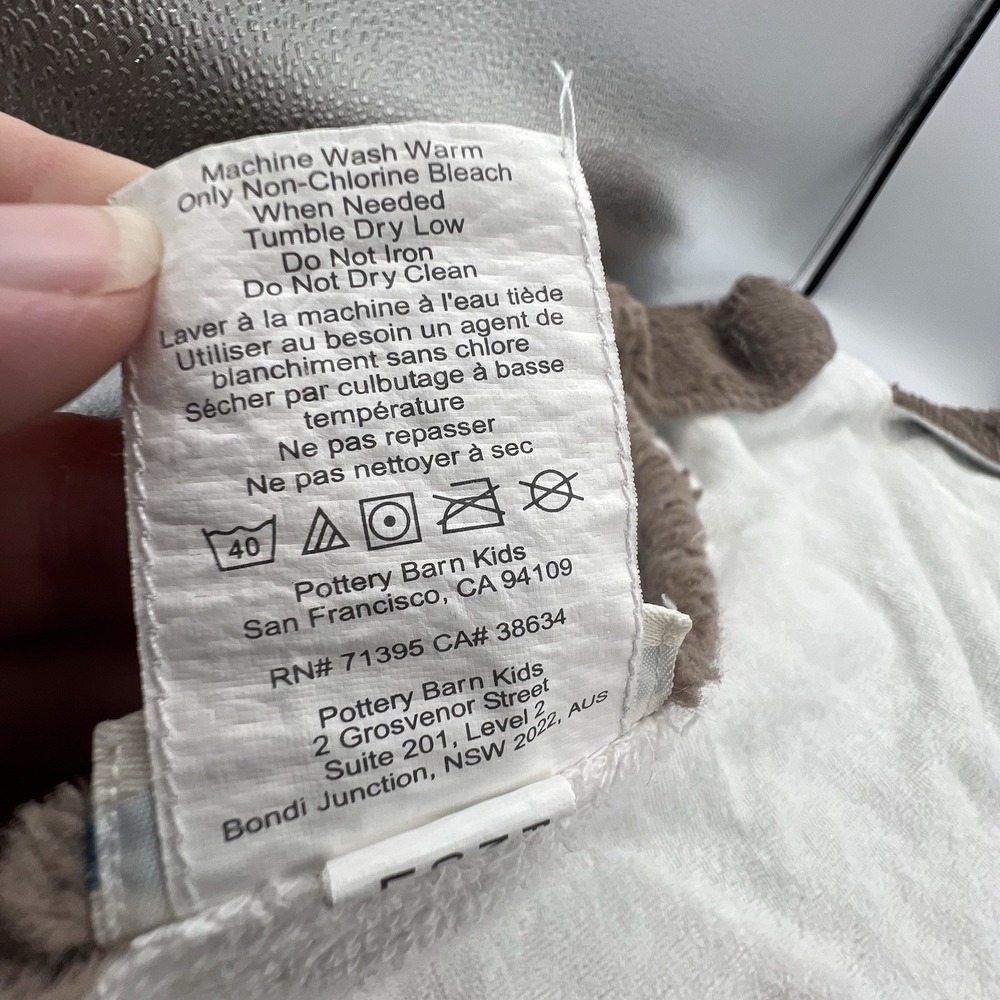 Pottery Barn Kids Infant Teddy Bear Hooded Bath Towel Photo Shoot Fuzzy Brown - Picture 6 of 9